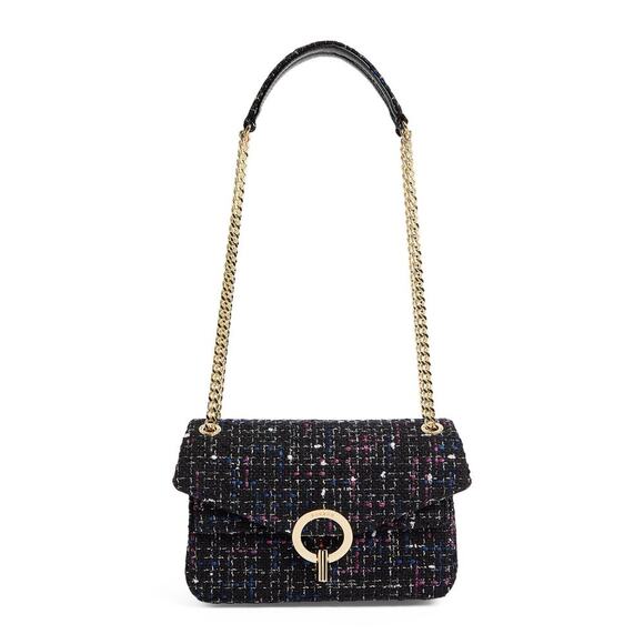 SANDRO Gold Tone Hardware Small Multicolored Tweed Shoulder Bag Chain Purse - Picture 1 of 16